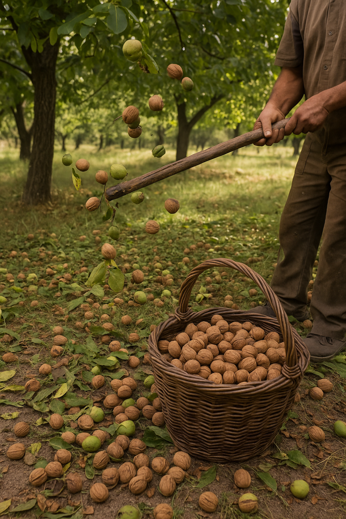 برداشت سنتی گردو