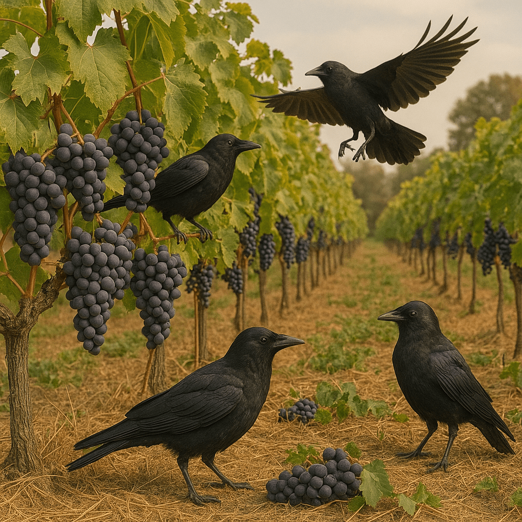 پرندگان مزاحم در باغ انگور پاییزی